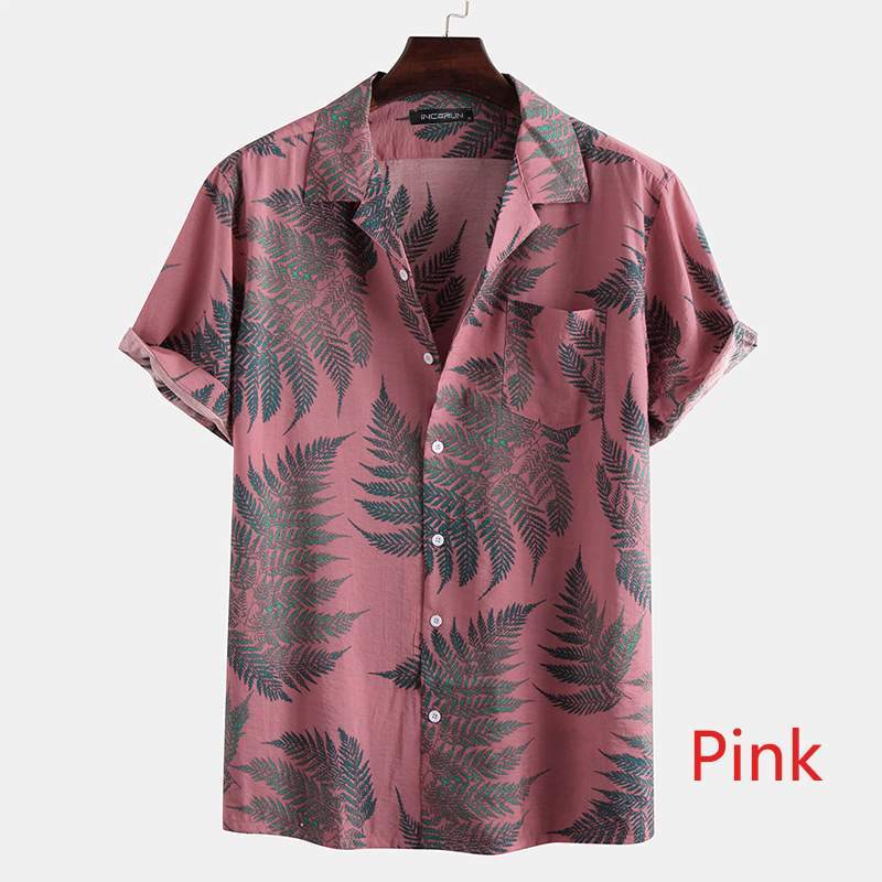 Casual Shirt Male Floral Cardigan Short Sleeve Fashion City