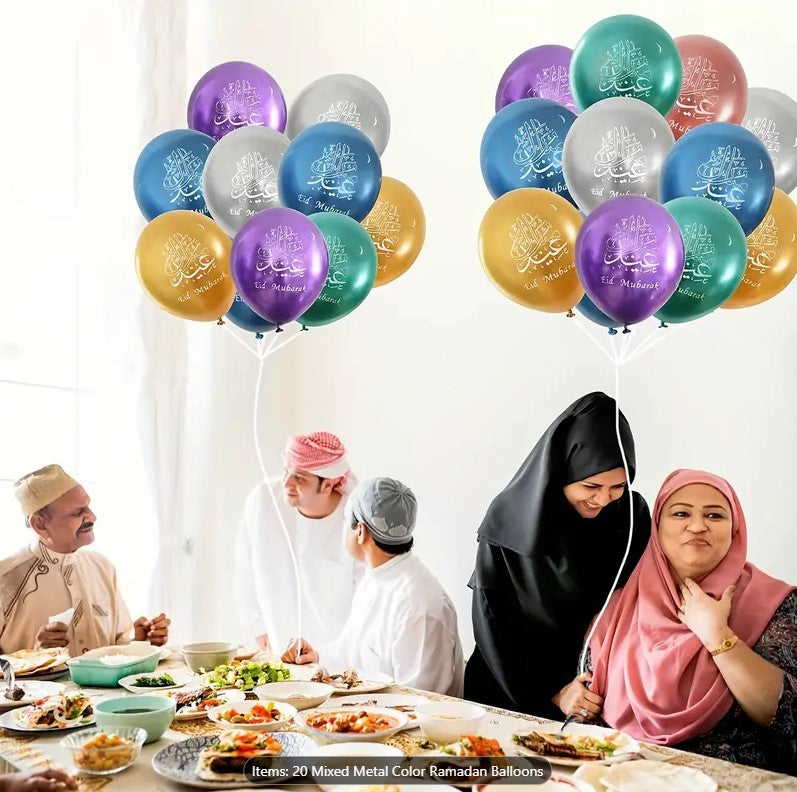 20pcs 12" Eid Mubarak Balloons