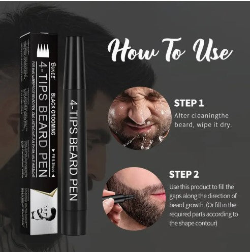 Men's Beard Pen, Beard Filling Pen, Enhances Natural Beard Definition & Contour, Long-Lasting, Waterproof, Beard Grooming Pencil
