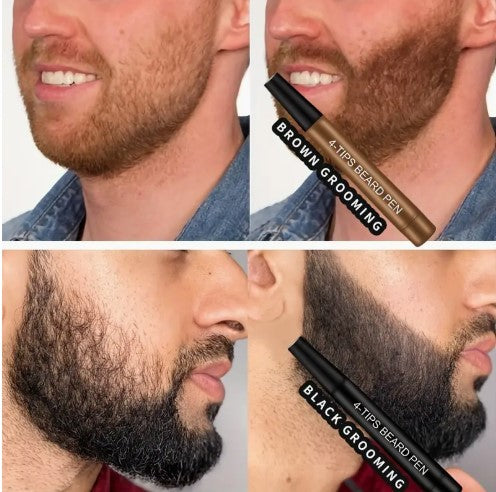 Men's Beard Pen, Beard Filling Pen, Enhances Natural Beard Definition & Contour, Long-Lasting, Waterproof, Beard Grooming Pencil