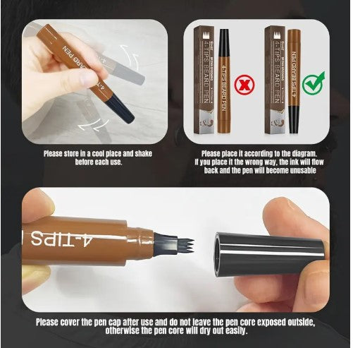 Men's Beard Pen, Beard Filling Pen, Enhances Natural Beard Definition & Contour, Long-Lasting, Waterproof, Beard Grooming Pencil