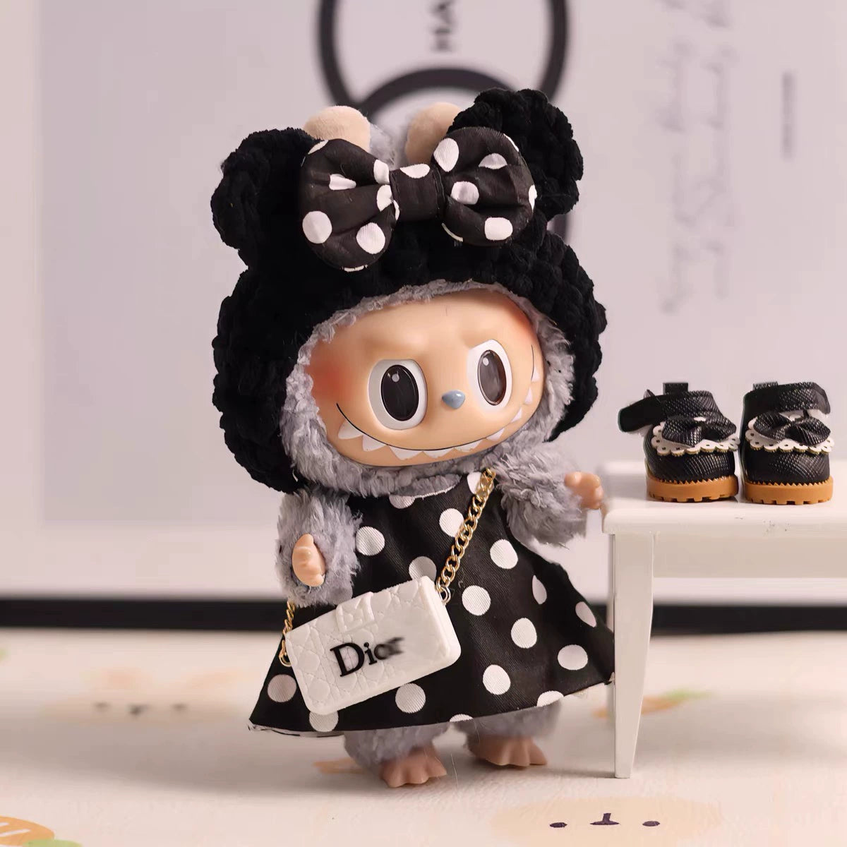 Labubu Doll Clothes 17cm Heart-warming Macaron Rubber-encrusted Face Rag Doll Clothes Changing