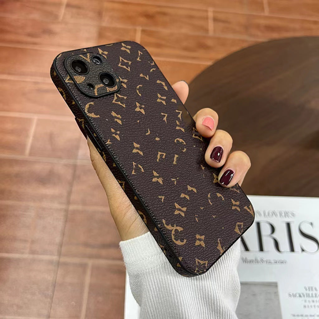 Trendy Brand Classic Old Flower Full Covering Mobile Phone Case Suitable For IPhone16promax Leather 14 Protective Case 13/15pro