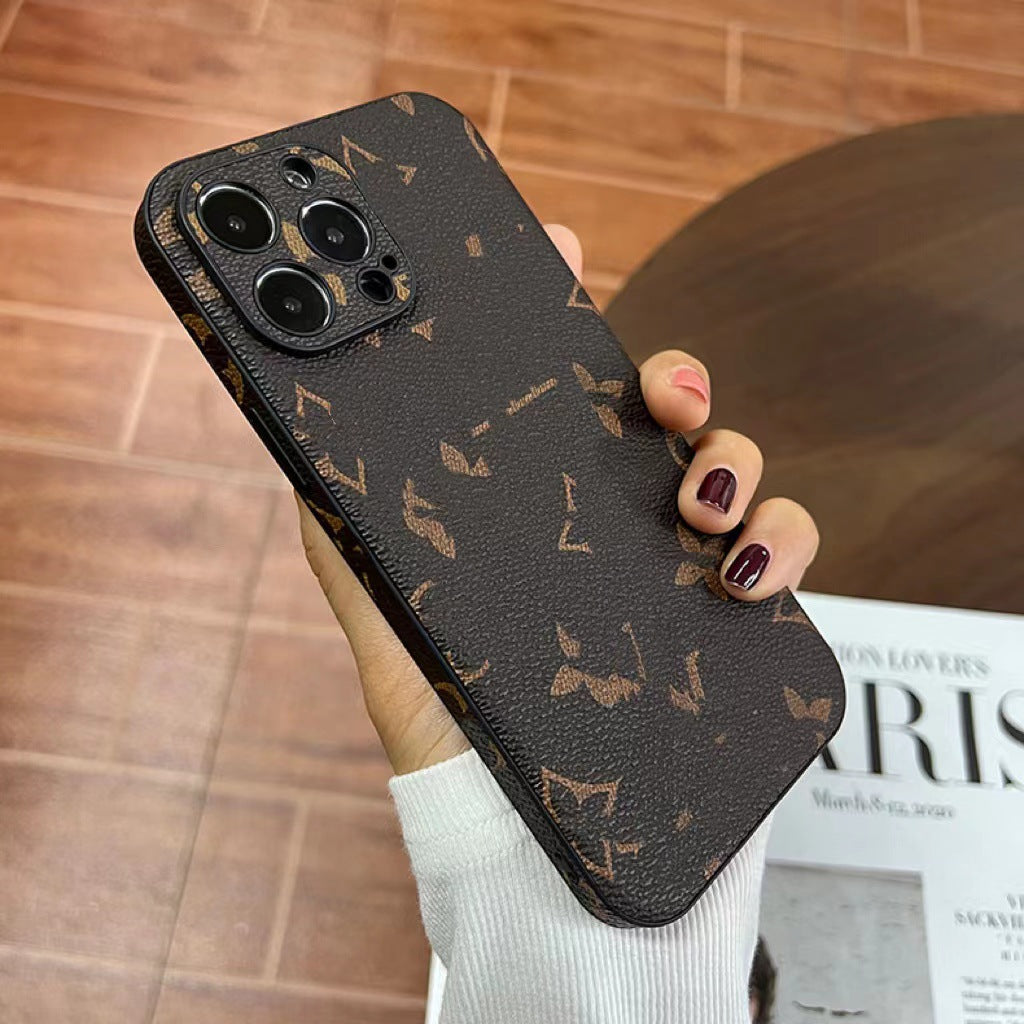 Trendy Brand Classic Old Flower Full Covering Mobile Phone Case Suitable For IPhone16promax Leather 14 Protective Case 13/15pro