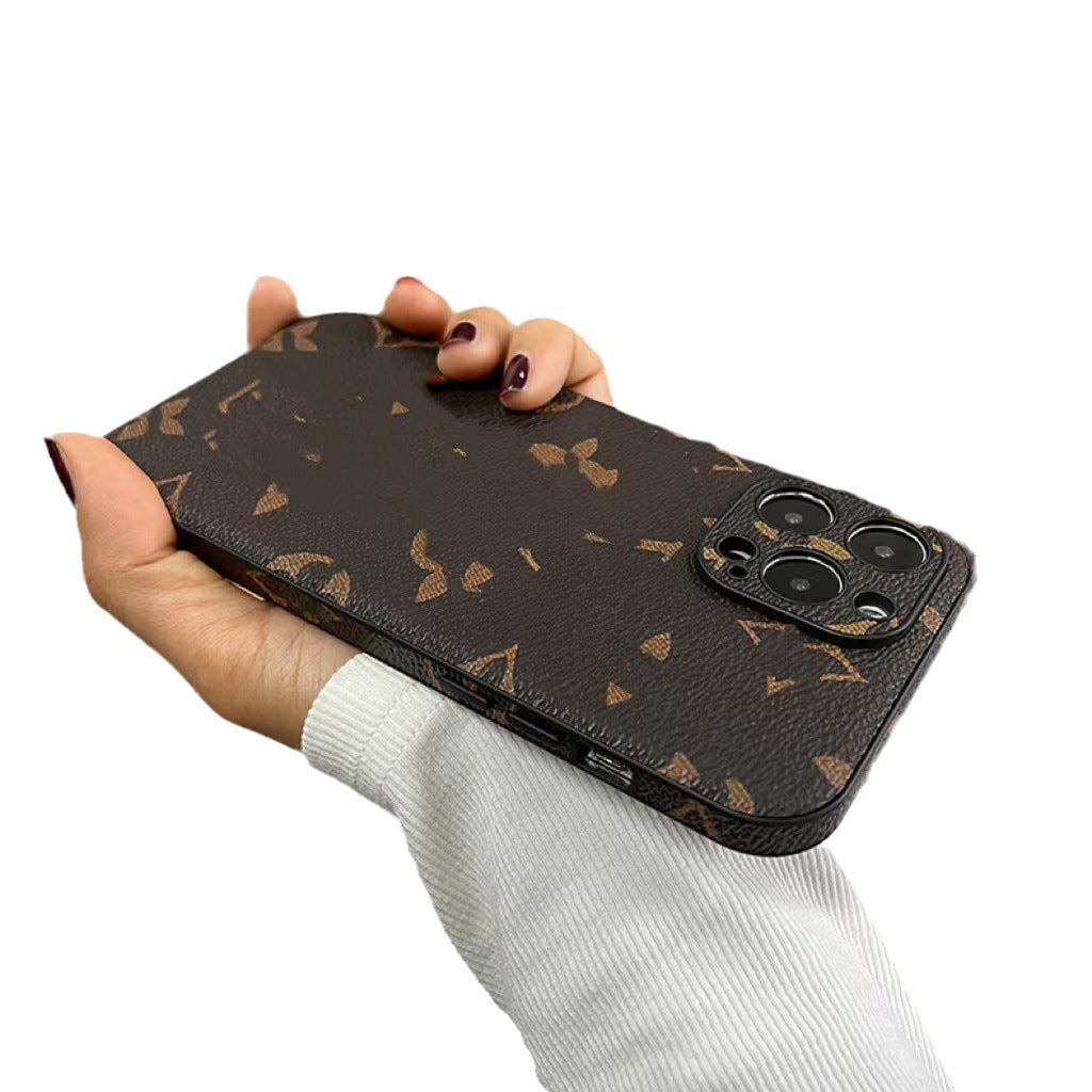 Trendy Brand Classic Old Flower Full Covering Mobile Phone Case Suitable For IPhone16promax Leather 14 Protective Case 13/15pro