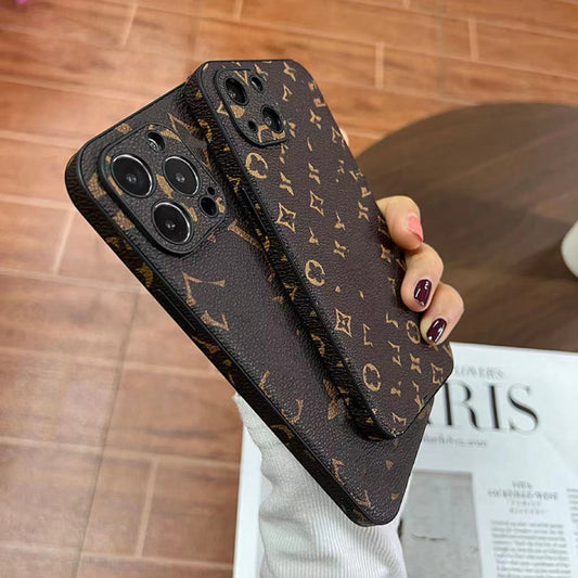 Trendy Brand Classic Old Flower Full Covering Mobile Phone Case Suitable For IPhone16promax Leather 14 Protective Case 13/15pro