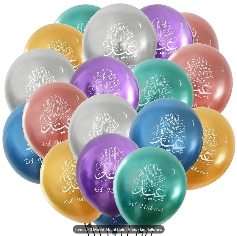 20pcs 12" Eid Mubarak Balloons