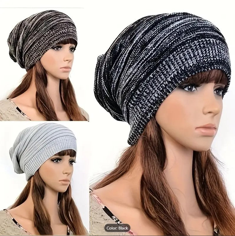 Women and Man Hat, Cap, Baggy Beanie Hat Black