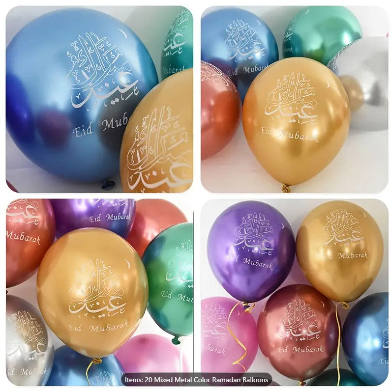20pcs 12" Eid Mubarak Balloons