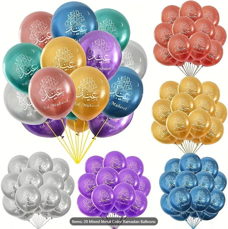 20pcs 12" Eid Mubarak Balloons