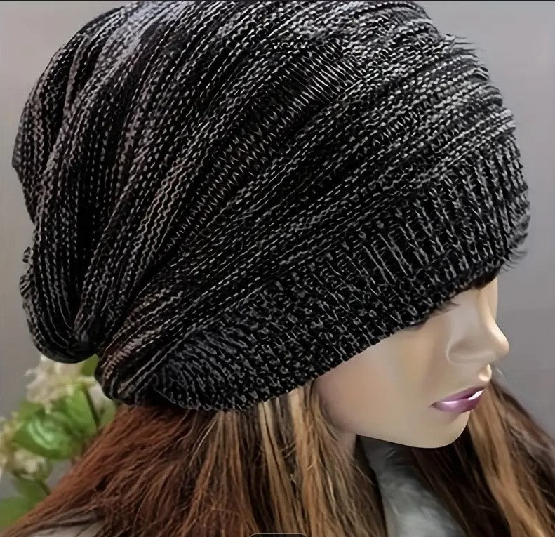 Women and Man Hat, Cap, Baggy Beanie Hat Black