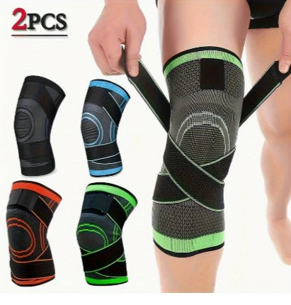 Knee Pads for Basketball, Running, Fitness, Cycling, and Mountaineering - Breathable Nylon Knee (Green Pair Pack L)