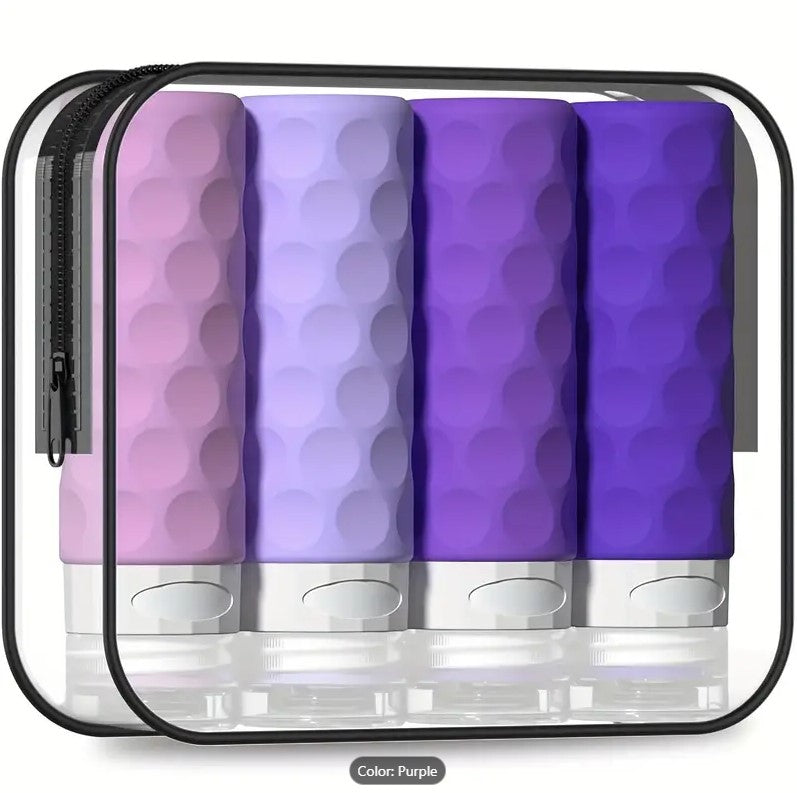 4 Pack Travel Bottles For Toiletries, Tsa Approved 3oz Travel Size Containers Leak Proof Refillable Liquid Silicone Squeezable. For Shampoo Conditioner Lotion