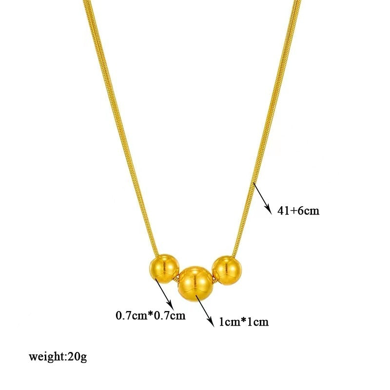 18K Gold Titanium Steel Metal Ball Necklace Vintage
