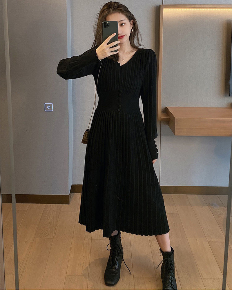 Slim Long Sweater Skirt With A Base Knitted Dress