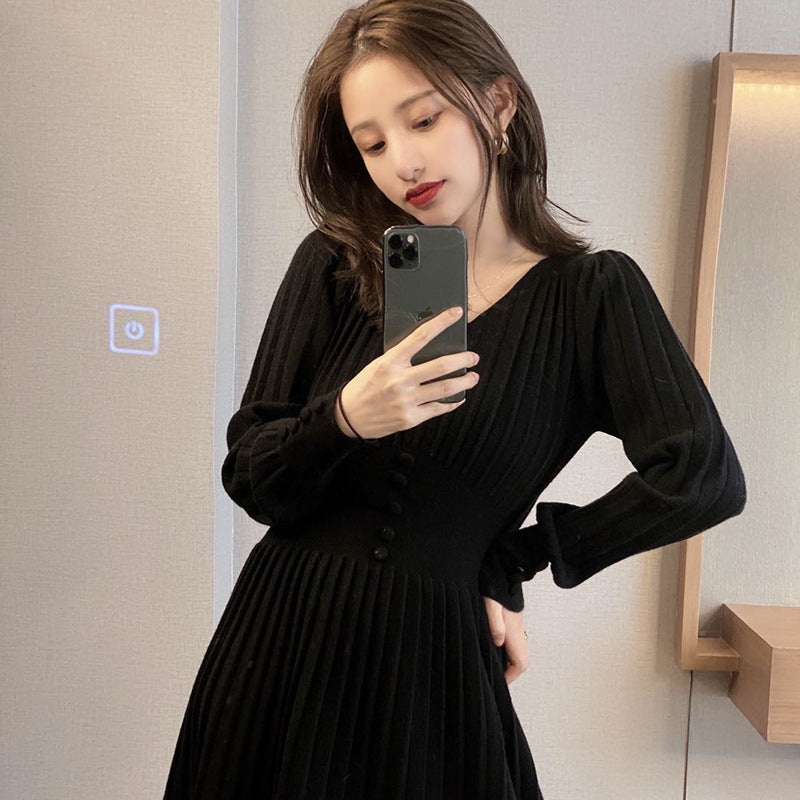 Slim Long Sweater Skirt With A Base Knitted Dress