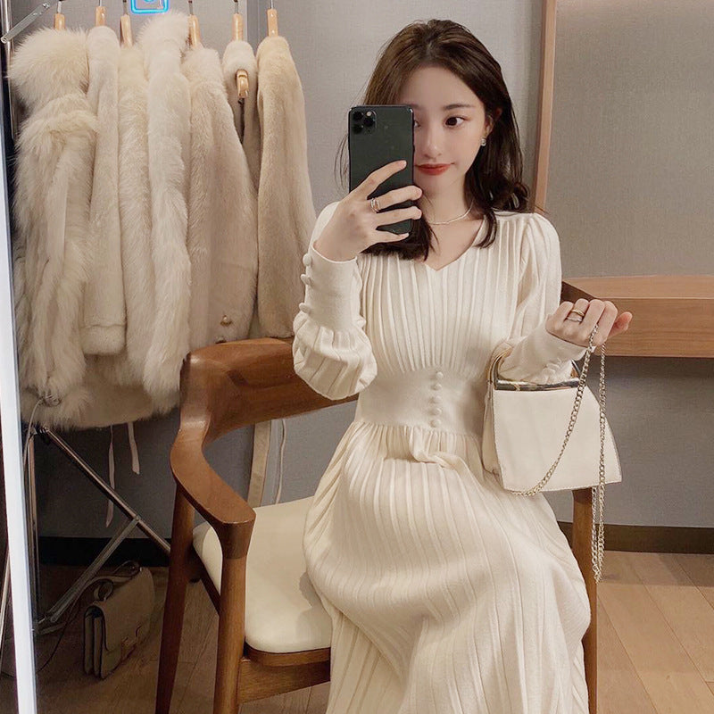 Slim Long Sweater Skirt With A Base Knitted Dress