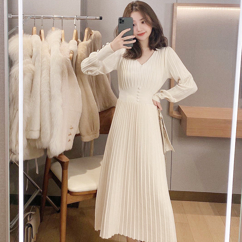 Slim Long Sweater Skirt With A Base Knitted Dress
