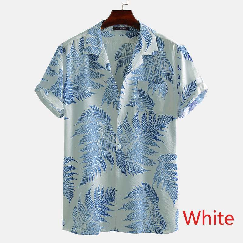 Casual Shirt Male Floral Cardigan Short Sleeve Fashion City