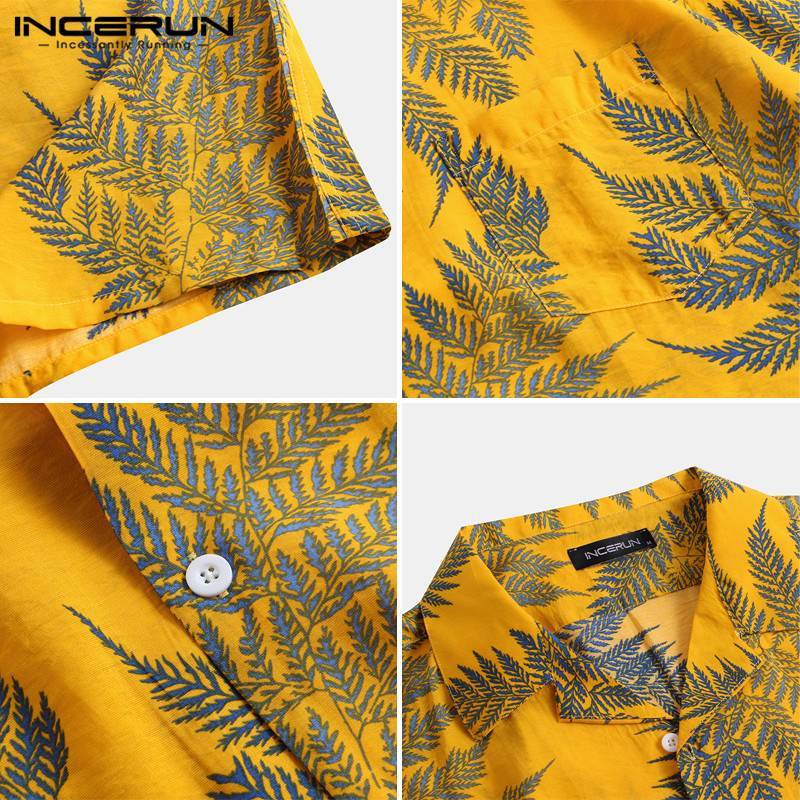 Casual Shirt Male Floral Cardigan Short Sleeve Fashion City