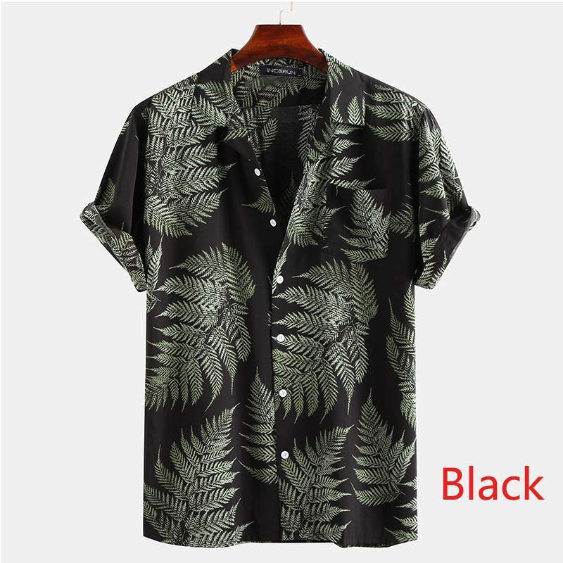 Casual Shirt Male Floral Cardigan Short Sleeve Fashion City