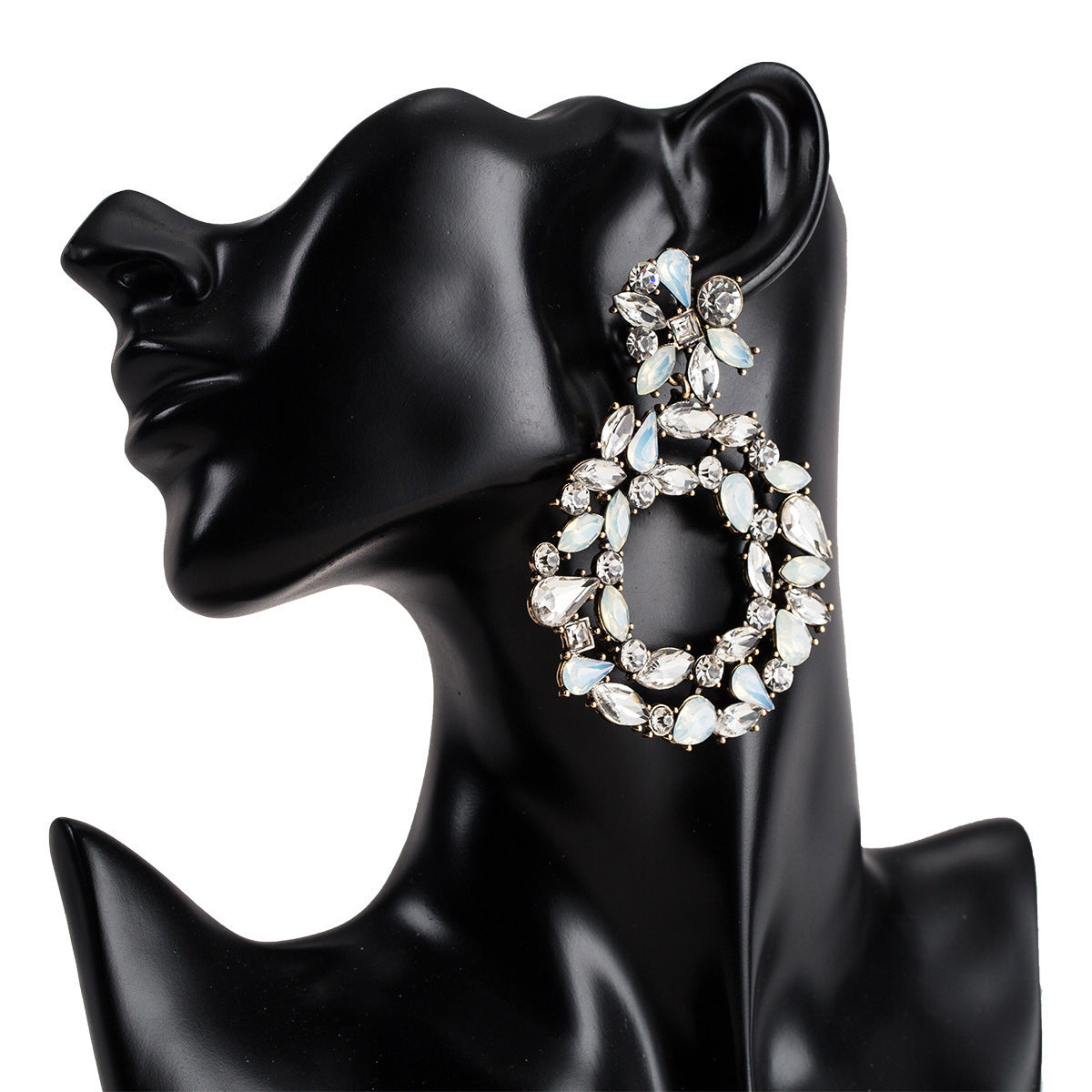 Creative Exaggerated Mixed Color Glass Diamond Retro Tassel Earrings