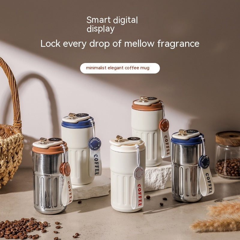 Smart Digital Thermal Bottle Portable Coffee Mug Stainless Steel Water Bottle In-Car Insulated