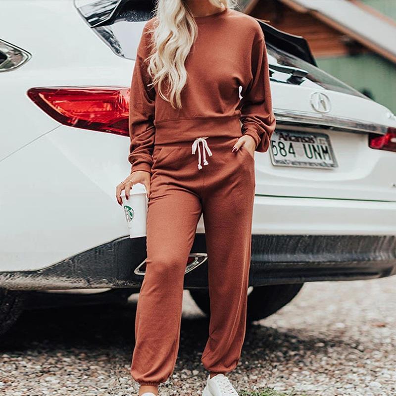 Crew Neck T-shirt Trousers Set Casual Two-piece Set