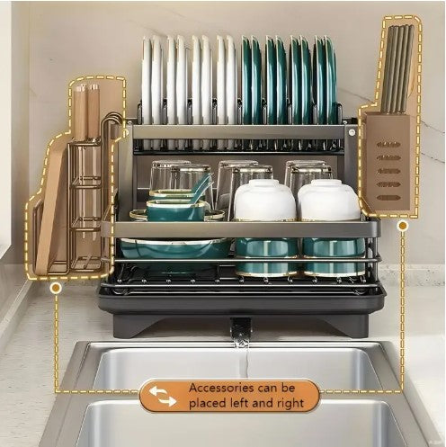 Dish Drying Rack - X-Large Stainless Steel Dish Rack For Kitchen Counter, 2-Tier Kitchen Organizers