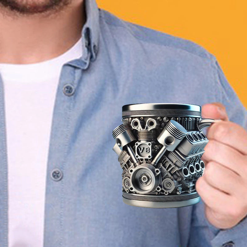 3D Engines - designed Stainless Steel Mug. Ideal for coffee/beer