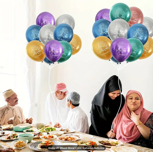 20pcs 12" Eid Mubarak Balloons