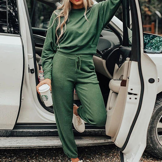 Crew Neck T-shirt Trousers Set Casual Two-piece Set