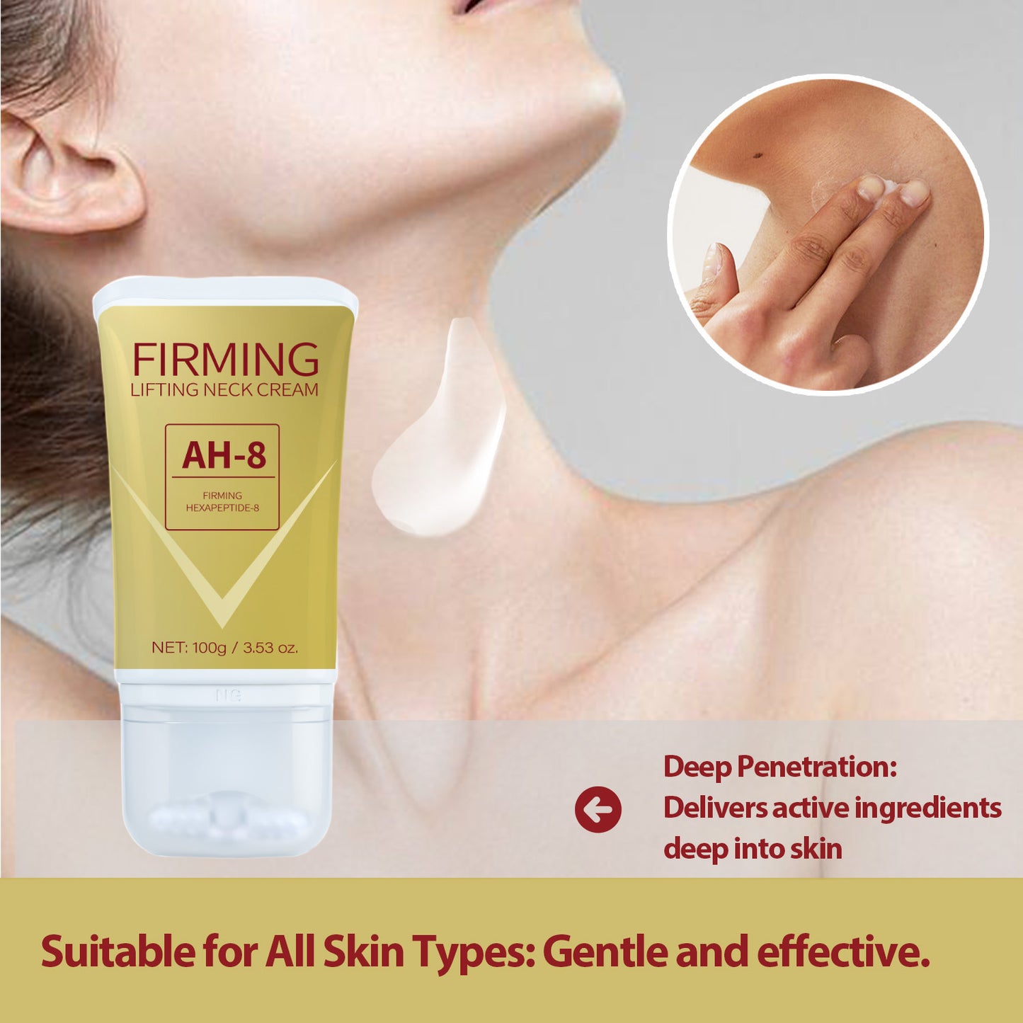 Neck Firming Roller Cream Lifts Dilutes Neck Lines Deeply Nourishes Easily Absorbed Massages