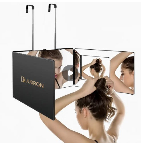 360-Degree Viewing Angle Hair Cutting Mirror, 3-Way Self Haircut Mirror with Clear Anti-Fog HD Glass.