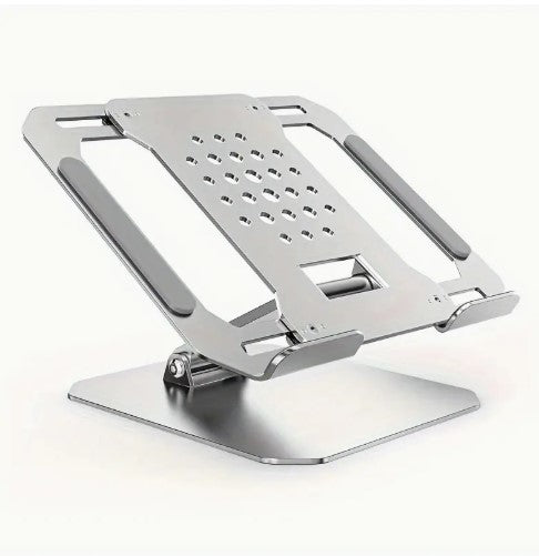Adjustable Aluminum Laptop Stand - Portable & Foldable Ergonomic Riser for Desk.