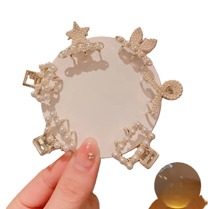 6pcs Elegant Pearl Rhinestone Hair Clip Fashionable Hair Gripper Cute Hairpin