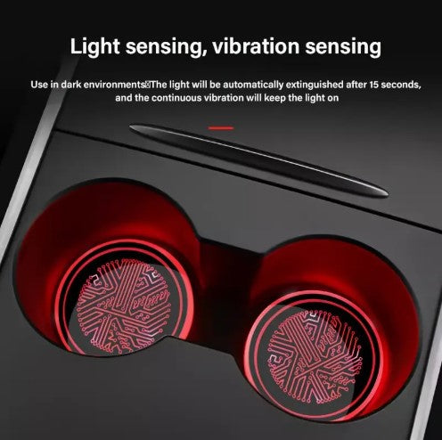 2PCS LED Car Cup Holder Lights 7 Colors Changing USB Charging Mat Waterproof Cup Pad, Car Gifts for Men & Women