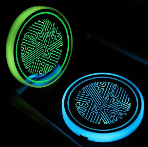 2PCS LED Car Cup Holder Lights 7 Colors Changing USB Charging Mat Waterproof Cup Pad, Car Gifts for Men & Women