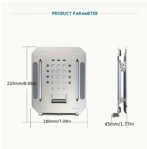 Adjustable Aluminum Laptop Stand - Portable & Foldable Ergonomic Riser for Desk.