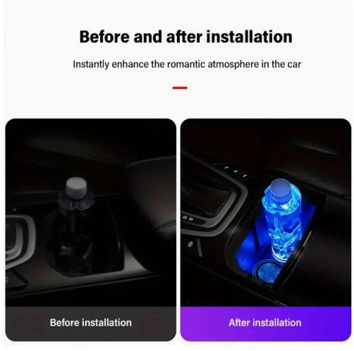 2PCS LED Car Cup Holder Lights 7 Colors Changing USB Charging Mat Waterproof Cup Pad, Car Gifts for Men & Women