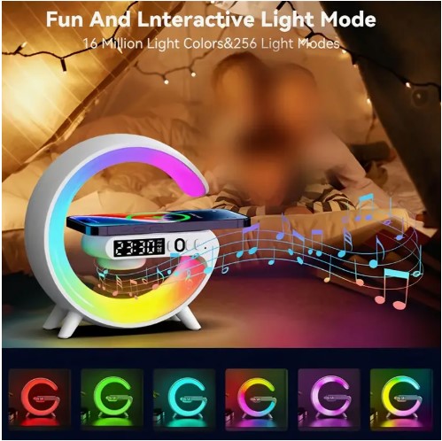 Wireless Speaker with Phone Charger, Dimmable Alarm Clock