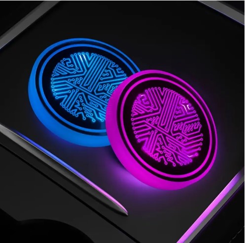 2PCS LED Car Cup Holder Lights 7 Colors Changing USB Charging Mat Waterproof Cup Pad, Car Gifts for Men & Women