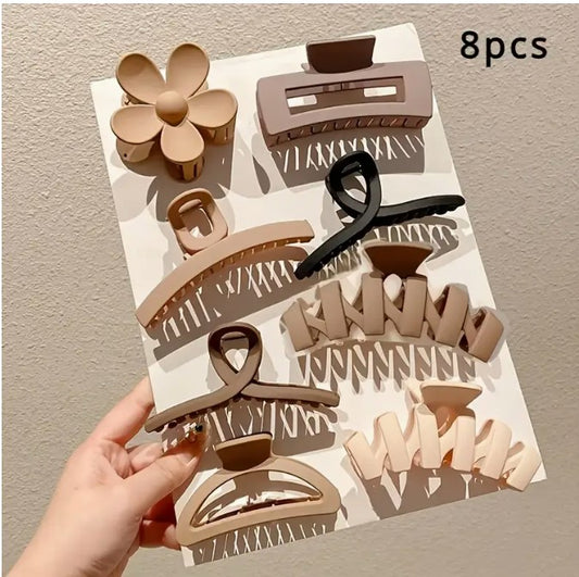 8Pcs Warm Tone Elegant Simple Hairpin Set