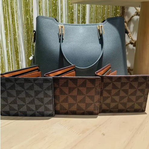 Leather Fashion Geometric Pattern Wallet