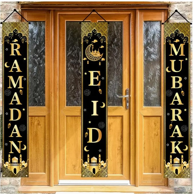 2D Door Banner 3pcs Eid Mubarak Door Banners Set