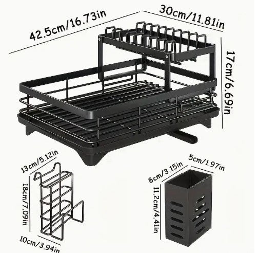 Dish Drying Rack - X-Large Stainless Steel Dish Rack For Kitchen Counter, 2-Tier Kitchen Organizers