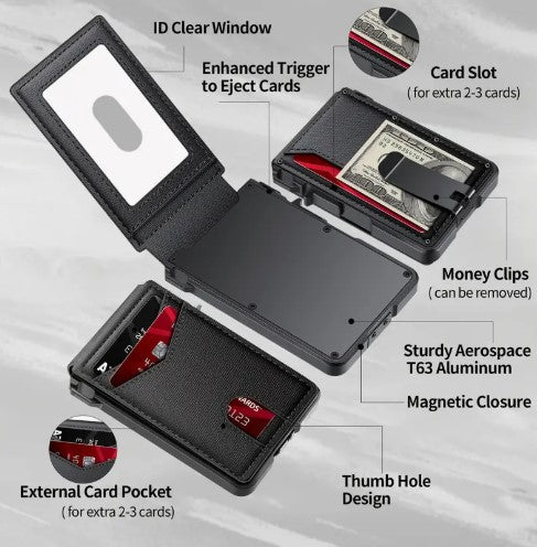 Slim RFID, Scratch Resistant, Credit Card Holder & Money Clip