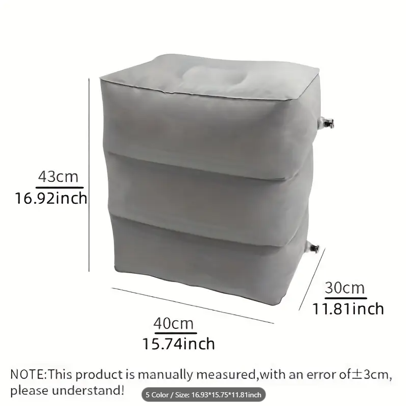 3-Layer Inflatable Travel Footrest Pillow – Versatile Airplane, Train, and Car Leg Support