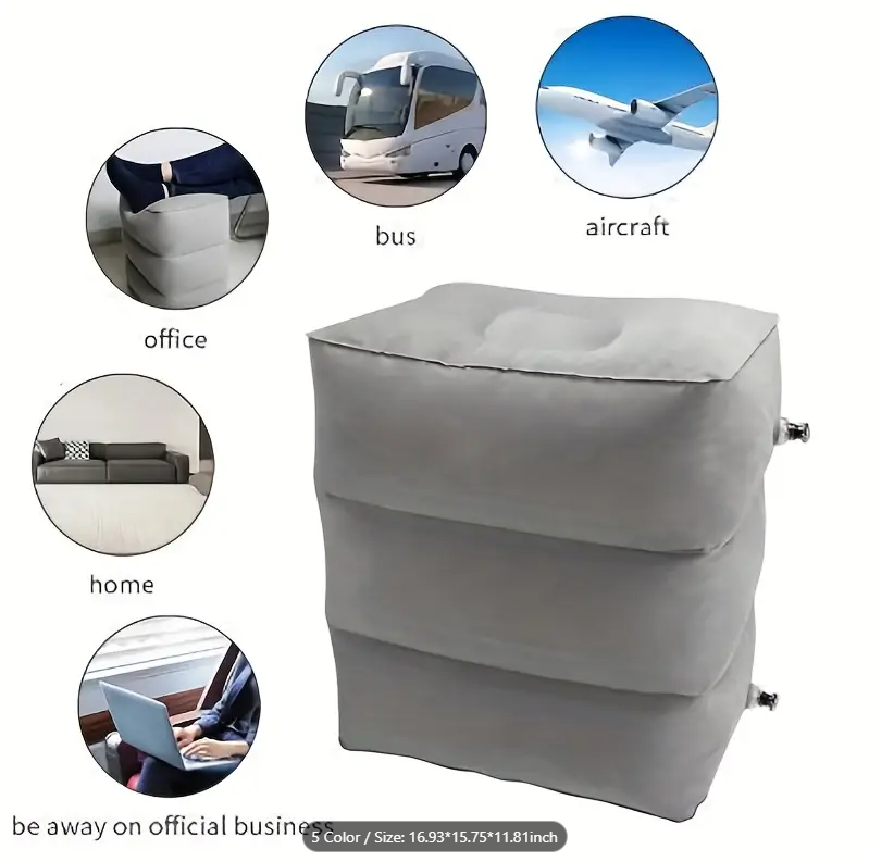 3-Layer Inflatable Travel Footrest Pillow – Versatile Airplane, Train, and Car Leg Support