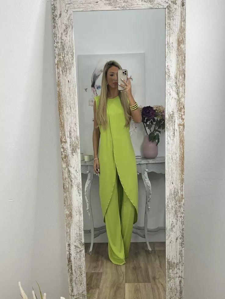 Summer New Casual Sleeveless Loose Round Neck Pants Two-piece Set For Women